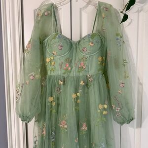 Midi Tulle Fairy Dress with Puffy Sleeves